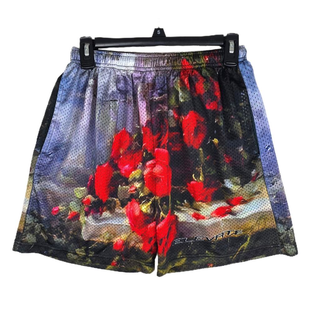 Elevate Rose AOP Basketball Mesh Shorts Size Medium Streetwear